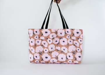 Grab N' Go: Poppy Print Blush Tote Bag