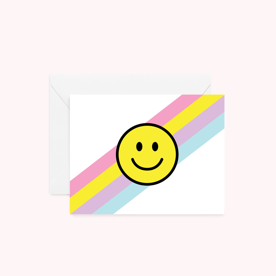 Smiley Face Stripe White